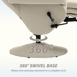 HOMCOM Cream White Manual Recliner Swivel Reclining Chair - Size: Single - Wilko - thumbnail 7