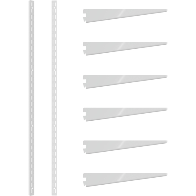 Rothley White Twin Slot Shelving Kit 8.5 inch Brackets and 78 inch Uprights - Size: 205 x 7 x 11cm - Wilko - image 1