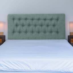 Bedmaster Lona Single Duck Egg Linen Buttoned Headboard - Blue - Wilko - thumbnail 1