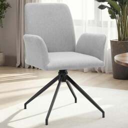 tectake Daya Set of 6 Light Grey Upholstered Swivel Chair - Size: Single - Wilko