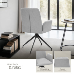 tectake Daya Set of 6 Light Grey Upholstered Swivel Chair - Size: Single - Wilko - thumbnail 6