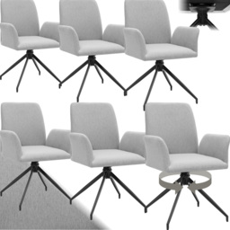 tectake Daya Set of 6 Light Grey Upholstered Swivel Chair - Size: Single - Wilko - thumbnail 3