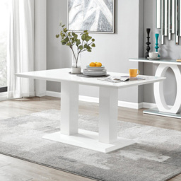 Furniturebox Molini Solara 6 Seater Dining Set White Gloss Elephant Grey and Chrome - Wilko - thumbnail 3