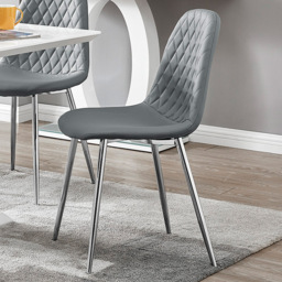 Furniturebox Molini Solara 6 Seater Dining Set White Gloss Elephant Grey and Chrome - Wilko - thumbnail 4