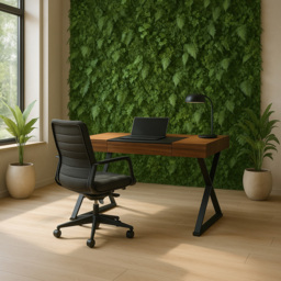 Centurion Supports Adonis Single Drawer Computer Desk with Leather Pad Matt Black and Walnut - Size: 75.5 x 120 x 55cm - Brown - Wilko - thumbnail 6
