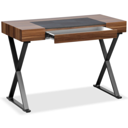 Centurion Supports Adonis Single Drawer Computer Desk with Leather Pad Matt Black and Walnut - Size: 75.5 x 120 x 55cm - Brown - Wilko - thumbnail 4