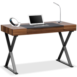 Centurion Supports Adonis Single Drawer Computer Desk with Leather Pad Matt Black and Walnut - Size: 75.5 x 120 x 55cm - Brown - Wilko - thumbnail 3