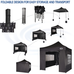 Maximus Black Pop Up Outdoor Gazebo with Removable Sides 3 x 3m - MCC - Wilko - thumbnail 7