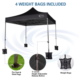 Maximus Black Pop Up Outdoor Gazebo with Removable Sides 3 x 3m - MCC - Wilko - thumbnail 6