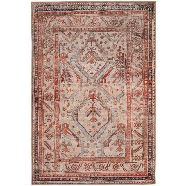 Kukoon Vintage Distressed Neutral Terracotta Beige Washable Rug 200 x 290cm - Orange - Wilko - image 1