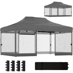 Outsunny 3 x 4.5m Pop Up Gazebo Marquee Tent with Mesh Netting - Dark Grey - Wilko - thumbnail 3