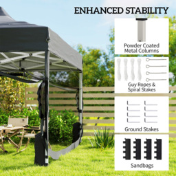 Outsunny 3 x 4.5m Pop Up Gazebo Marquee Tent with Mesh Netting - Dark Grey - Wilko - thumbnail 7