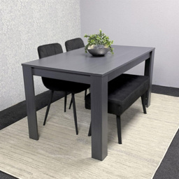 Portland 4 Seater Wooden Dark Grey Arrow Design Dining Set with Velvet Chairs and Bench - Multi - Wilko - thumbnail 3