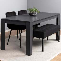 Portland 4 Seater Wooden Dark Grey Arrow Design Dining Set with Velvet Chairs and Bench - Multi - Wilko - thumbnail 1
