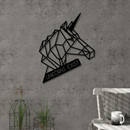 Decortie Black Minimalist Metal Modern Unicorn Wall Art - Size: 55 x 43.5 x 1.5cm - Wilko - thumbnail 3