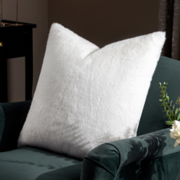 Paoletti Stanza White Faux Fur Cushion - Size: 55 x 55 cm - Wilko - thumbnail 3