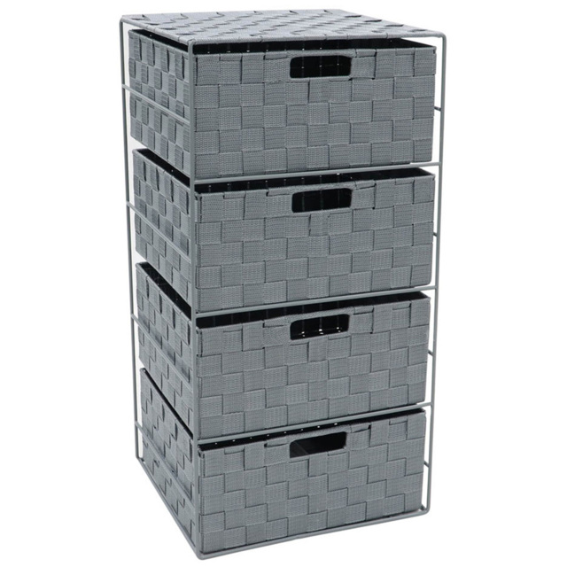 JVL Vichy 4 Drawer Wide Nylon Storage Tower - JVL Homewares - Wilko - image 1