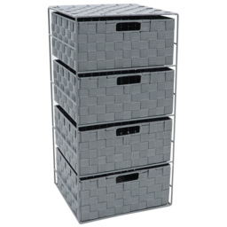 JVL Vichy 4 Drawer Wide Nylon Storage Tower - JVL Homewares - Wilko
