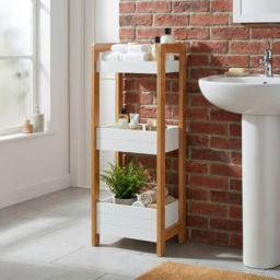 White 3 Tier Bathroom Caddie - Size: 28 x 74 x 20cm - Wilko - thumbnail 4
