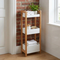 White 3 Tier Bathroom Caddie - Size: 28 x 74 x 20cm - Wilko - thumbnail 5