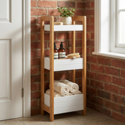 White 3 Tier Bathroom Caddie - Size: 28 x 74 x 20cm - Wilko - thumbnail 3