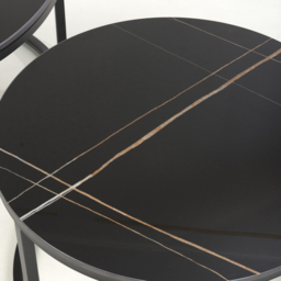 Delta Matt Black Round Nest of Tables Set of 2 - Size: 45 x 80 x 80cm - Shankar - Wilko - thumbnail 6