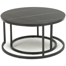 Delta Matt Black Round Nest of Tables Set of 2 - Size: 45 x 80 x 80cm - Shankar - Wilko - thumbnail 5