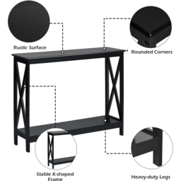 Costway Single Shelf Black Wooden Console Table - Size: 112 x 40 x 13cm - Wilko - thumbnail 6