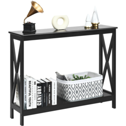 Costway Single Shelf Black Wooden Console Table - Size: 112 x 40 x 13cm - Wilko - thumbnail 4