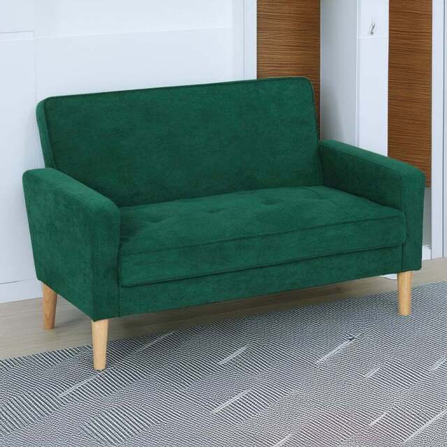HOMCOM 2 Seater Green Velvet Feel Upholstered Sofa - Wilko - image 1