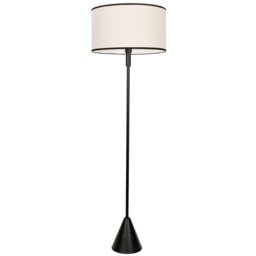 ValueLights Mitch Natural Linen Black Trim Lamp Shade Black Wood Triangle LED Floor Lamp - Size: 131.5 x 55 x 55cm - Wilko - thumbnail 1