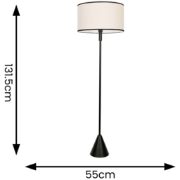 ValueLights Mitch Natural Linen Black Trim Lamp Shade Black Wood Triangle LED Floor Lamp - Size: 131.5 x 55 x 55cm - Wilko - thumbnail 5