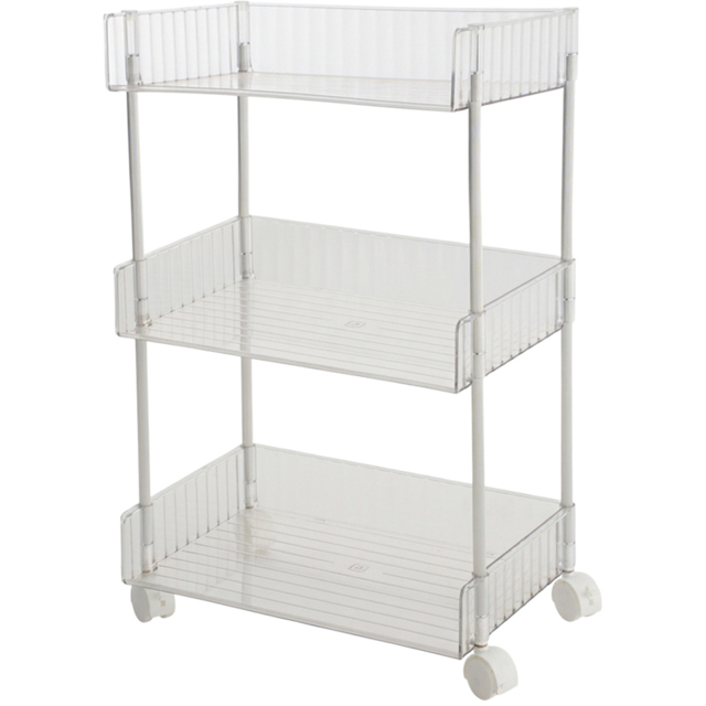 Living and Home 3 Shelf Clear Rolling Storage Cart - Size: 62.5 x 39 x 24.7cm - Wilko - image 1