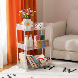 Living and Home 3 Shelf Clear Rolling Storage Cart - Size: 62.5 x 39 x 24.7cm - Wilko - thumbnail 3