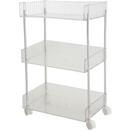 Living and Home 3 Shelf Clear Rolling Storage Cart - Size: 62.5 x 39 x 24.7cm - Wilko