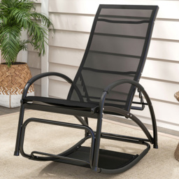 Costway Black 2 in 1 Rocking Outdoor Lounge Chair - Size: 92 x 59 x 19cm - Wilko - thumbnail 1
