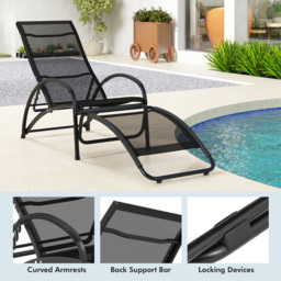 Costway Black 2 in 1 Rocking Outdoor Lounge Chair - Size: 92 x 59 x 19cm - Wilko - thumbnail 7