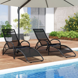Costway Black 2 in 1 Rocking Outdoor Lounge Chair - Size: 92 x 59 x 19cm - Wilko - thumbnail 5