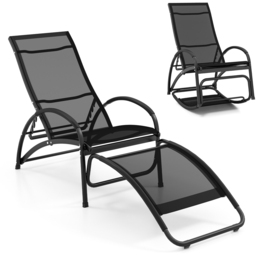Costway Black 2 in 1 Rocking Outdoor Lounge Chair - Size: 92 x 59 x 19cm - Wilko - thumbnail 3