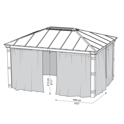 Palram Canopia Dallas 3.6 x 4.8m Gazebo Curtain 4 Pack - Size: 0.1 x 440 x 212cm - Grey - Wilko - thumbnail 6