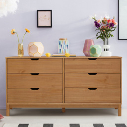 Loft24 Post 6 Drawer Solid Wood Chest of Drawers - Natural - Wilko