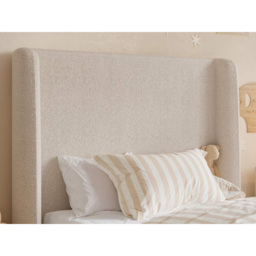 Flair Alma Single Beige Boucle Fabric Bed Frame with Winged Headboard - Cream - Wilko - thumbnail 5