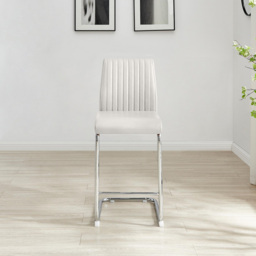 Furniturebox Fontana White Faux Leather and Silver Leg Counter Stools Set of 2 - Wilko - thumbnail 6