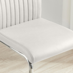 Furniturebox Fontana White Faux Leather and Silver Leg Counter Stools Set of 2 - Wilko - thumbnail 3
