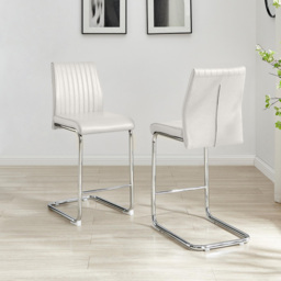 Furniturebox Fontana White Faux Leather and Silver Leg Counter Stools Set of 2 - Wilko - thumbnail 7