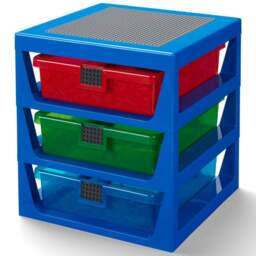 LEGO 3 Drawer Blue Storage Rack - Size: 34.6 x 32.6 x 37.9cm - Wilko - thumbnail 3