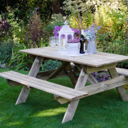 Forest Garden Rectangular Small Picnic Table - Brown - Wilko - thumbnail 1