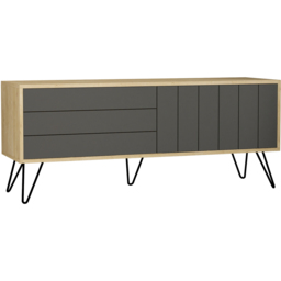 Decortie Picadilly 2 Door Oak and Anthracite TV Unit - Size: 57.0  x 139.0  x 36.0 cm - Black - Wilko - thumbnail 3