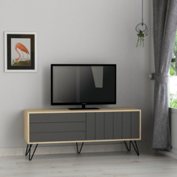 Decortie Picadilly 2 Door Oak and Anthracite TV Unit - Size: 57.0  x 139.0  x 36.0 cm - Black - Wilko - thumbnail 7