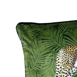 Paoletti Cheetah Forest Green Velvet Cushion - Size: 50 x 30cm - Wilko - thumbnail 4